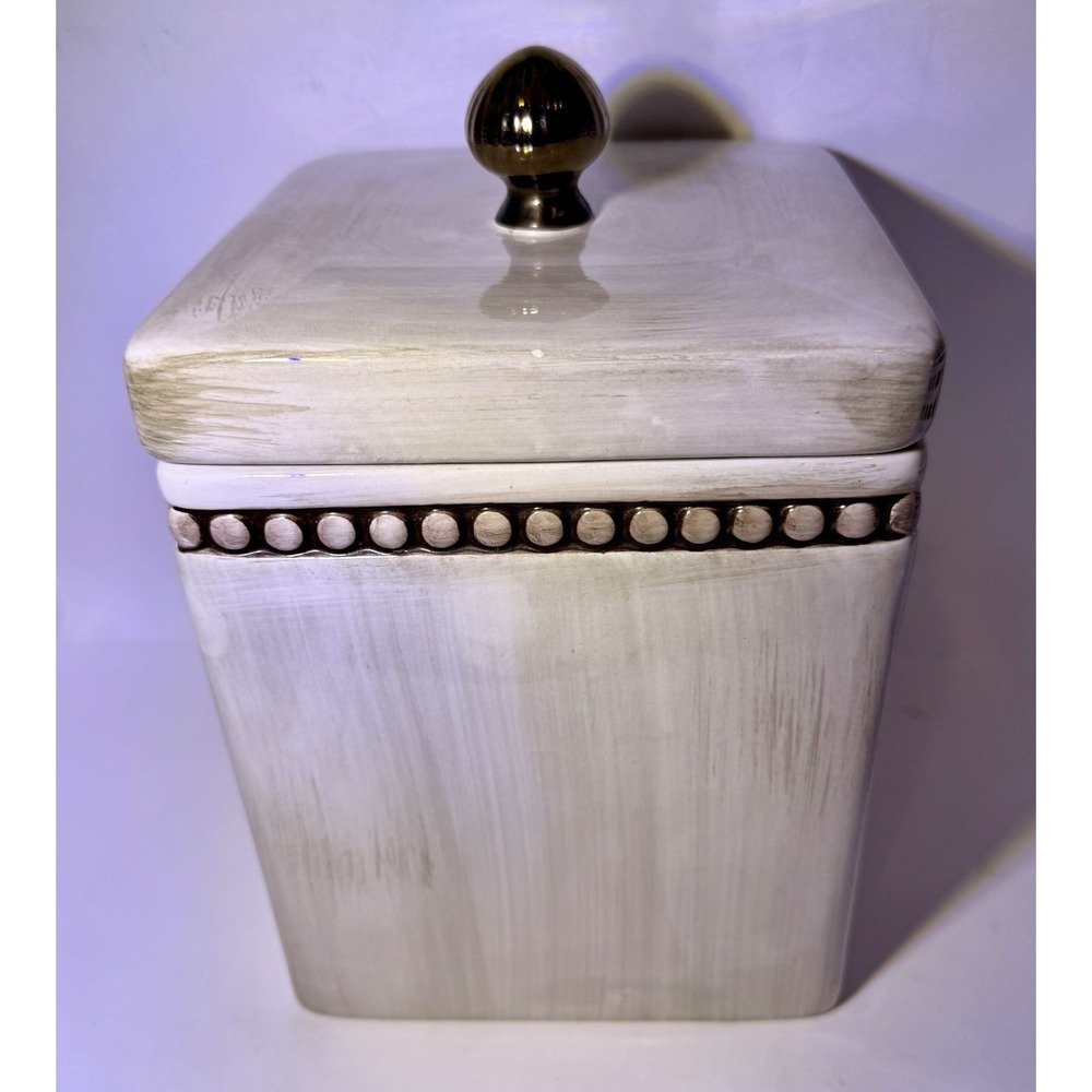 Godinger Beaded Canister Set of 2 Metal Scroll Stand Farmhouse - Picture 12 of 16
